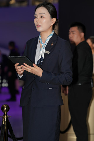 超薄丝制服的汽车导购员小姐姐